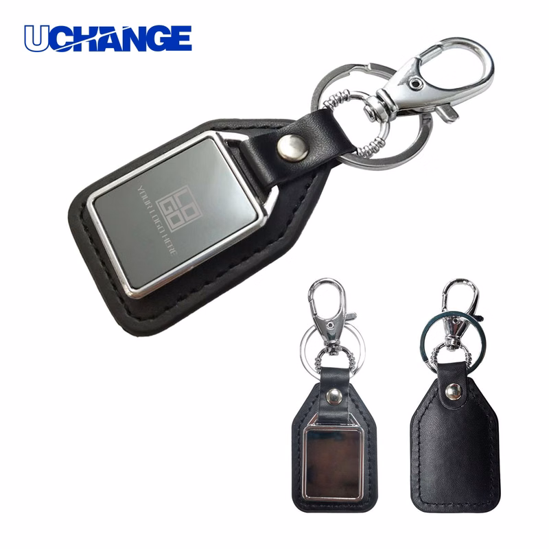 Leather and Metal Plate Keyring