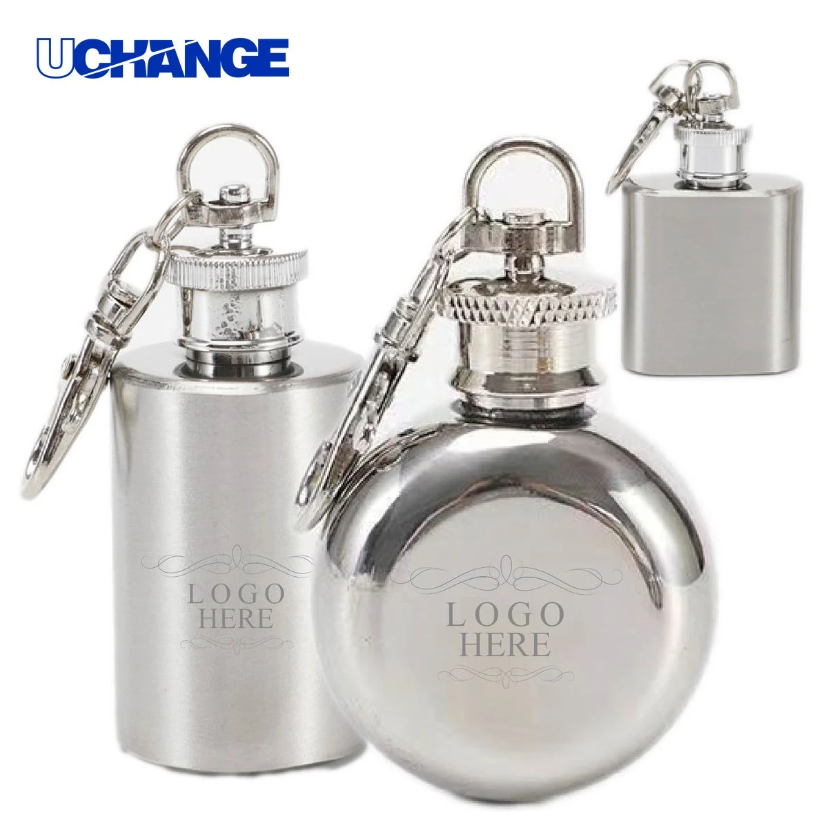 Stainless Steel Flask Container with Keychain (1 Oz), custom water bottle with logo imprint 1