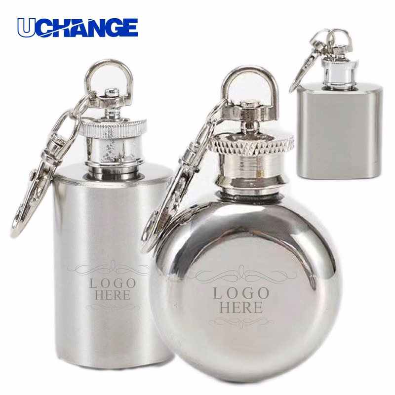 Stainless Steel Flask Container with Keychain (1 Oz)