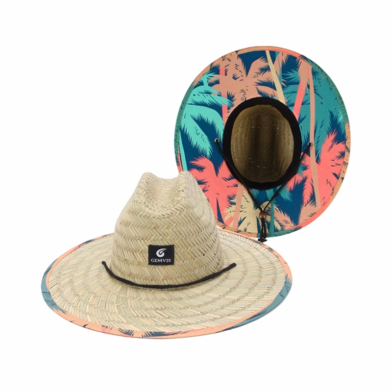 MOQ 50 Straw Wide Brim Beach Hat Full Color