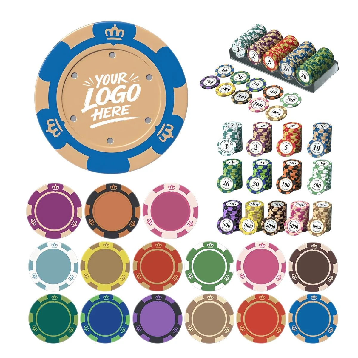 Custom 1.57-Inch Clay Poker Chips for Casino Games 1