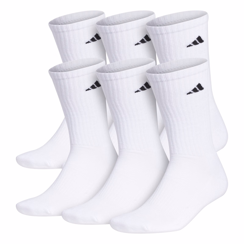 Adidas Men's Athletic Cushioned 6-Pack Crew Sock