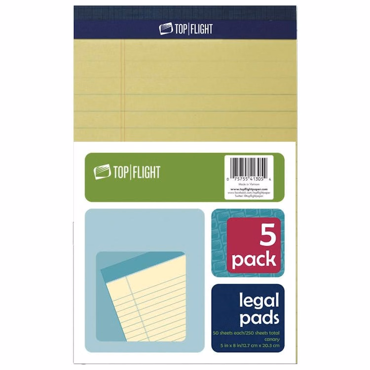 Legal Pads - 5 Pack Canary