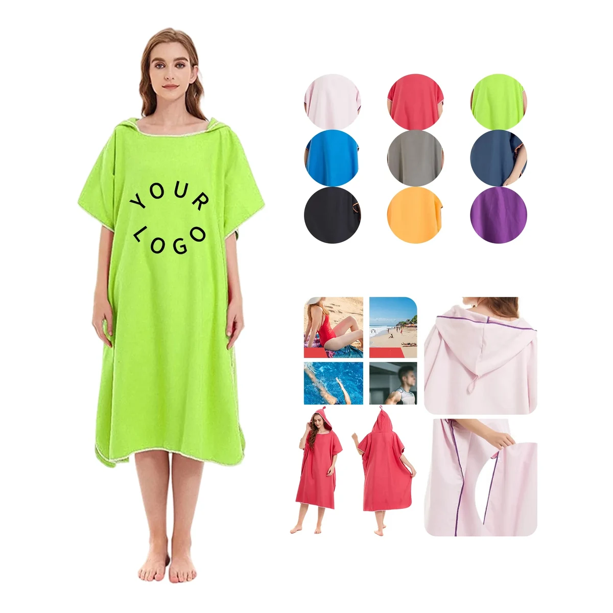 MOQ 50 Solid Color Adult Poncho 1