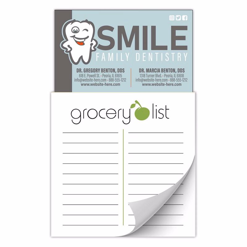 Magna-Note Business Card Magnet - Stock Grocery List Sticky Notes