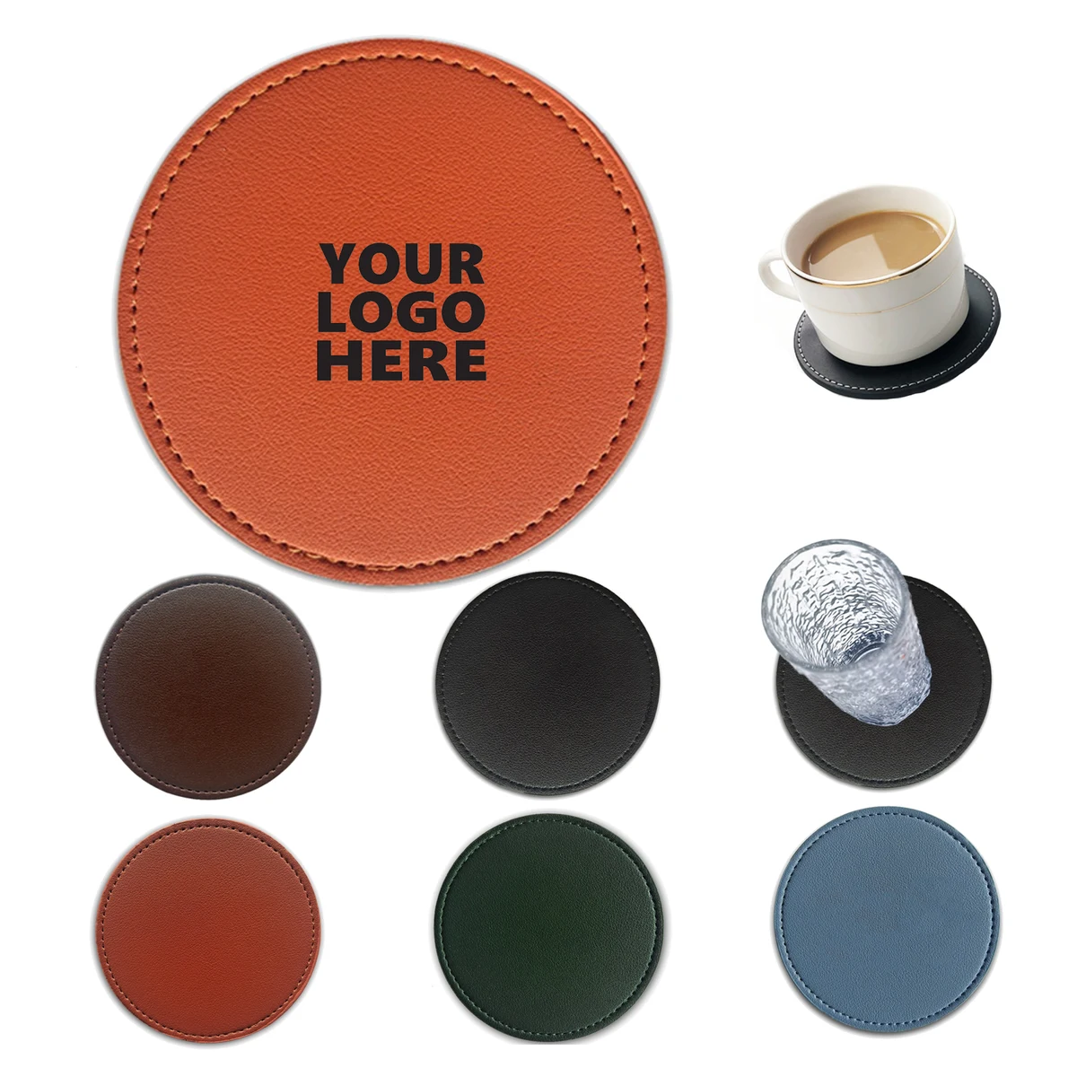 Round PVC Leather Waterproof Insulated Coaster MOQ 50 1
