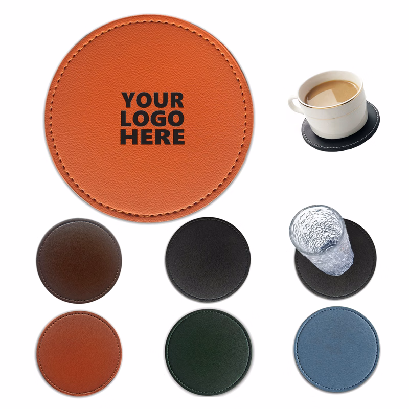 Round PVC Leather Waterproof Insulated Coaster MOQ 50