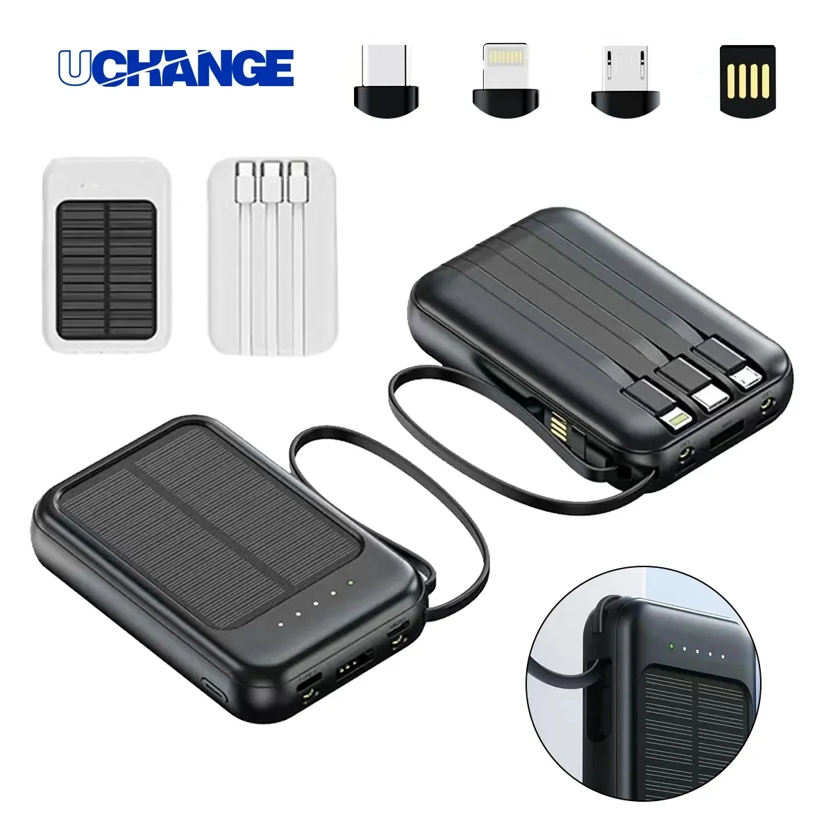 3 In 1 Solar Power Bank W/ Built In Cables And LED Indicator 1