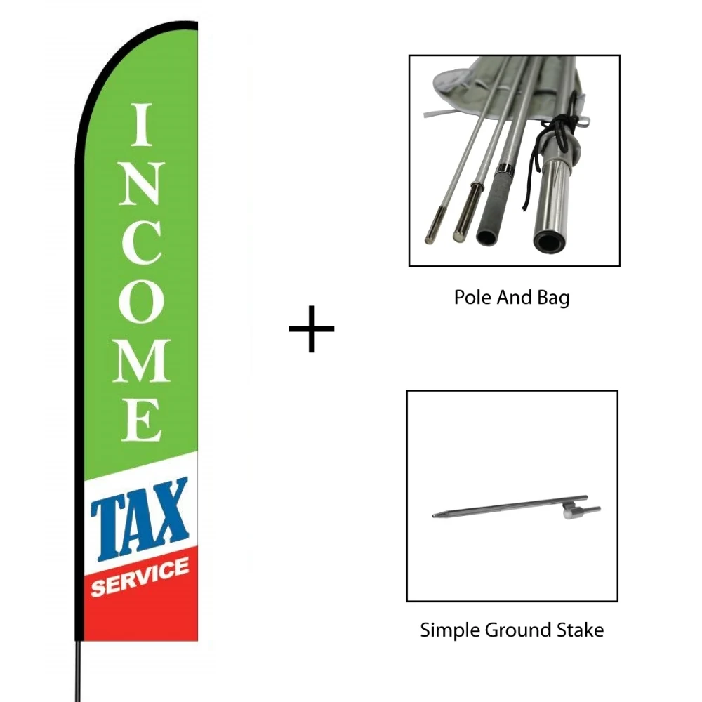 Income Tax Service 2 Flag Kit 15' Feet Feather Flag Sign Outdoor Banner 1