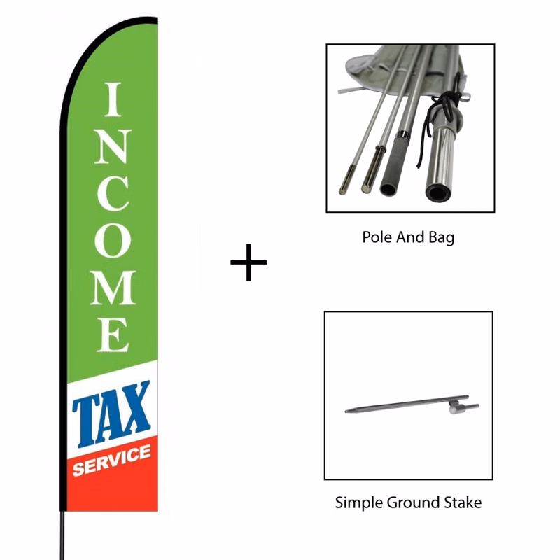 Income Tax Service 2 Flag Kit 15' Feet Feather Flag Sign Outdoor Banner