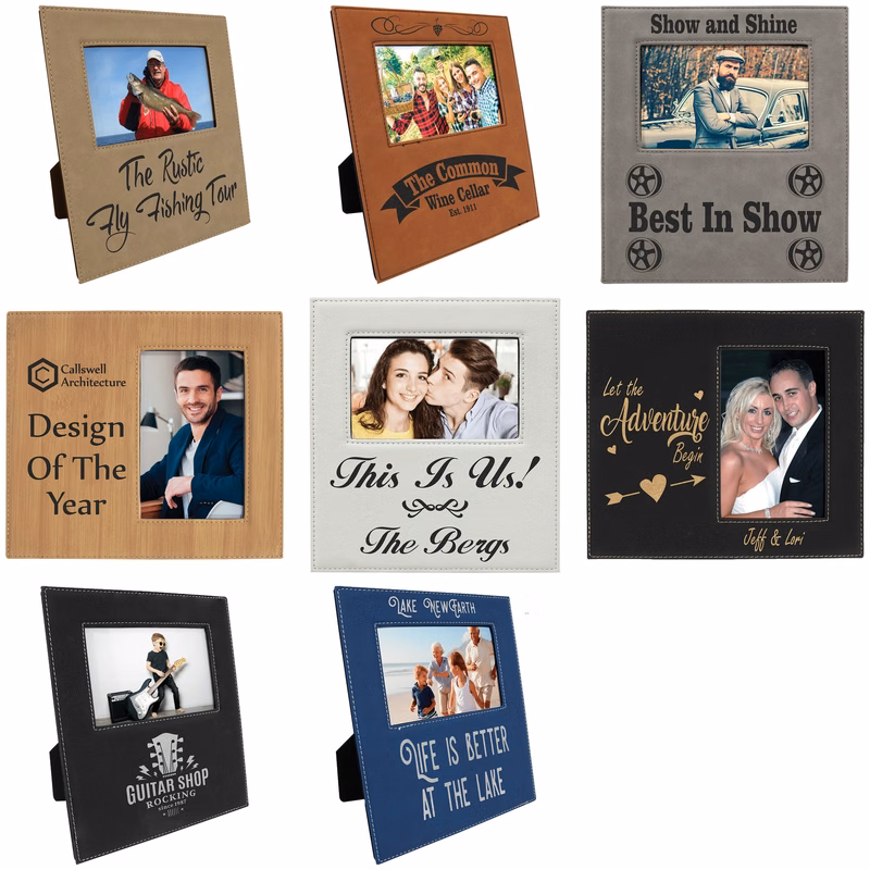 4" x 6" Leatherette Photo Frame with 4 1/4" X 7 7/8" Personalization Area