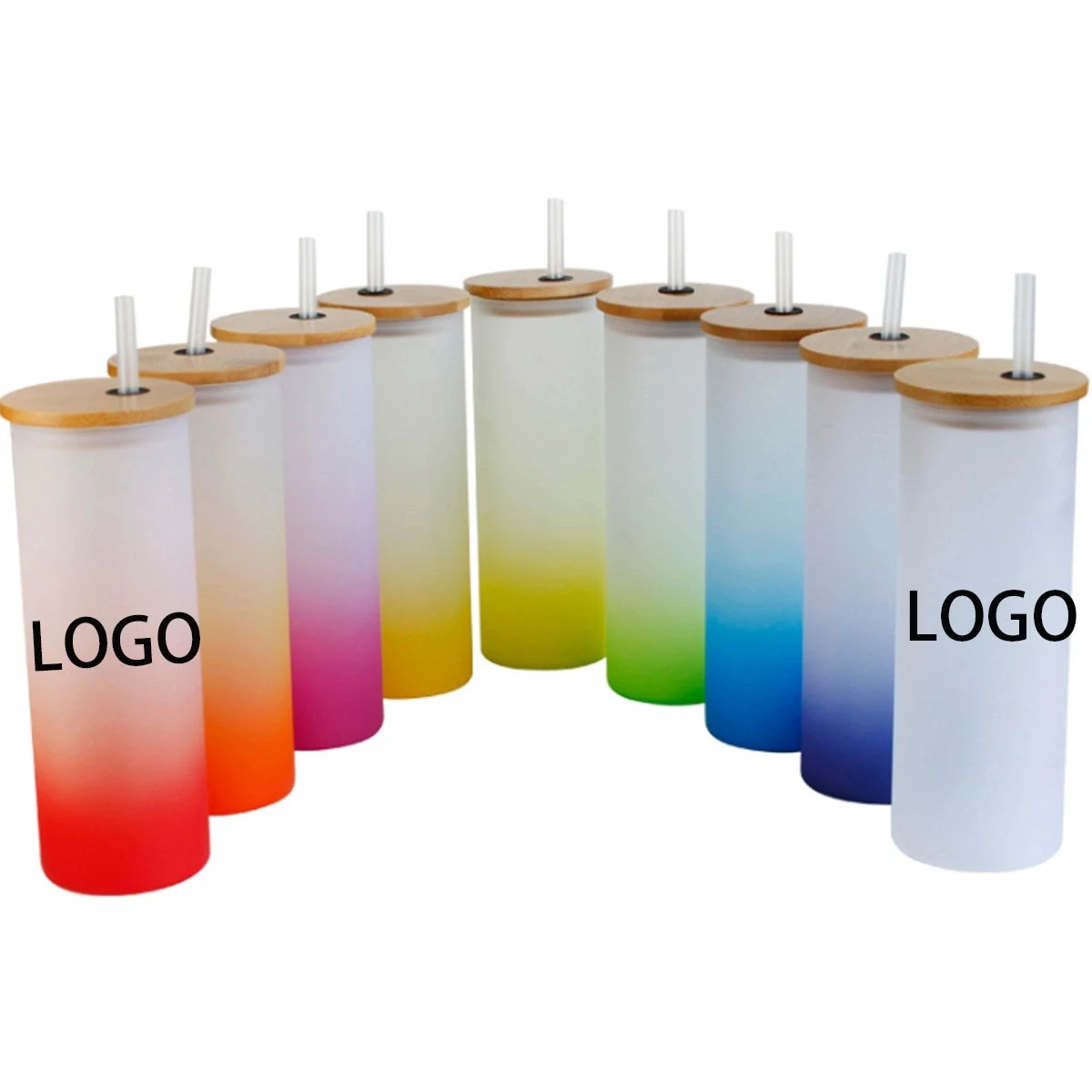 25Oz Gradient Frosted Mason Cup With Straw 1