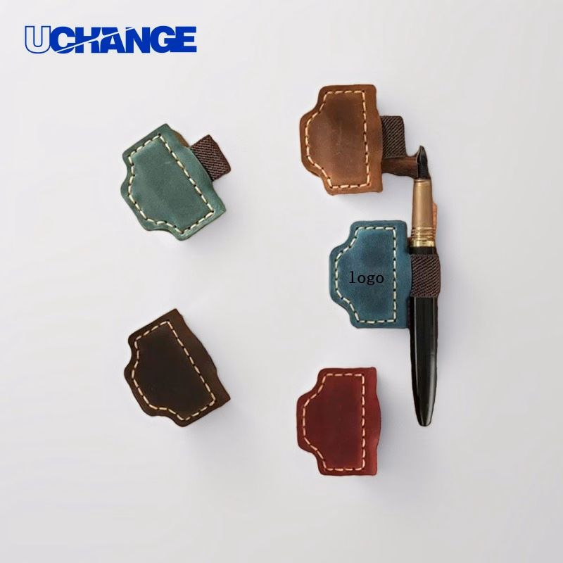 Vintage Leather Magnetic Bookmark with Pen Holder for Reading