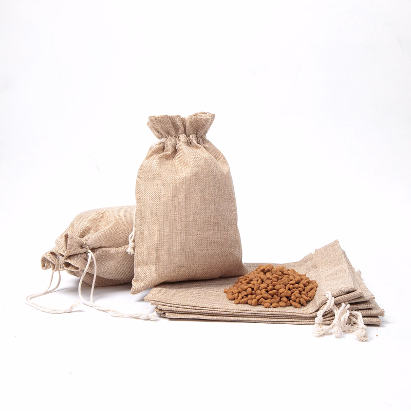 9 7/8" X 7 1/8" Burlap Drawstring Bag