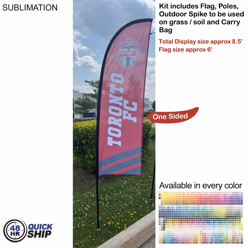 48Hr Quick Ship - 8.5' X-Small Feather Flag Kit, Full Color Graphics One Side