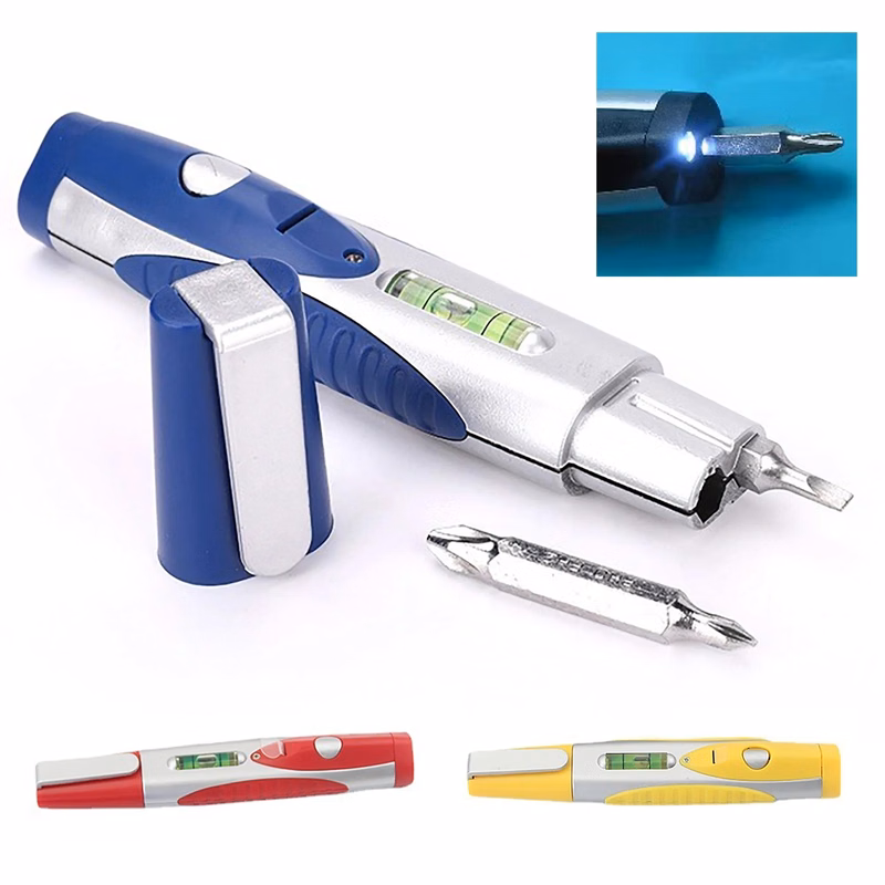 Mini Flashlight Tool with Level & Screwdriver