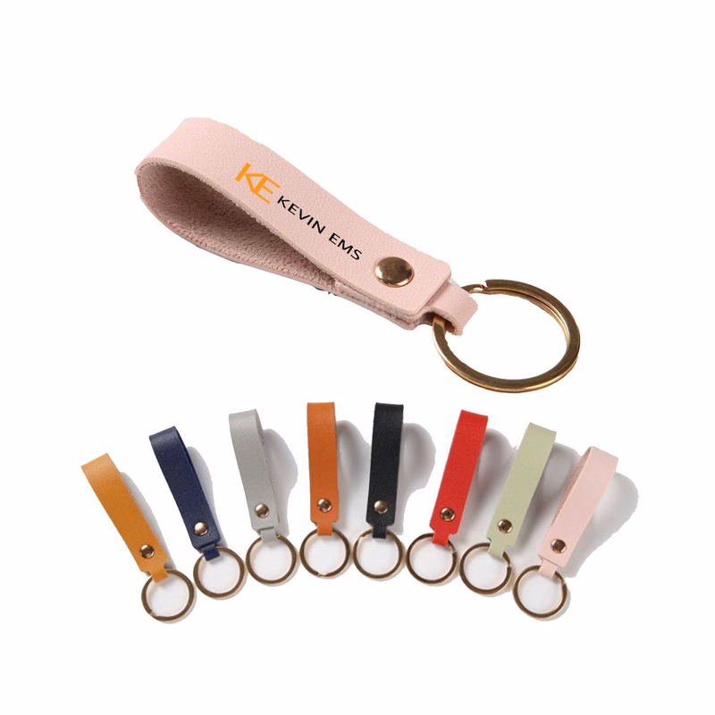 Solid Color PU Leather Keychain