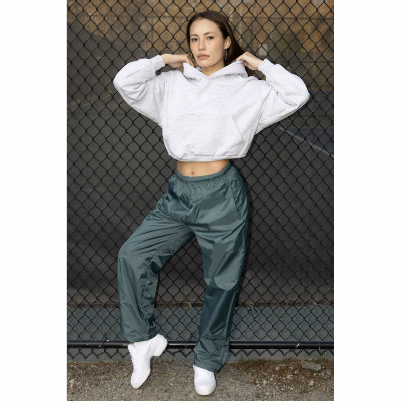 NYLON TAFFETA WIDE LEG PANTS