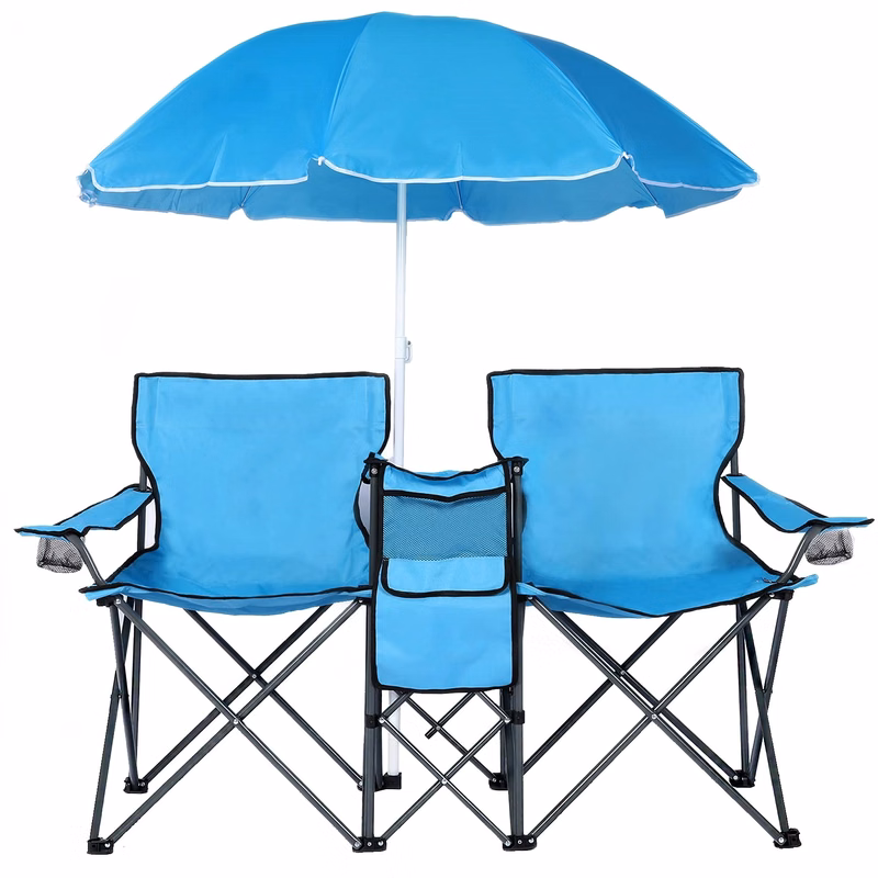 Double Portable Picnic Chair with Umbrella