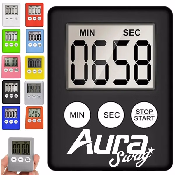 Custom Digital Kitchen Timer with Loud Alarm and Magnetic Back — Compact Cooking Gadget