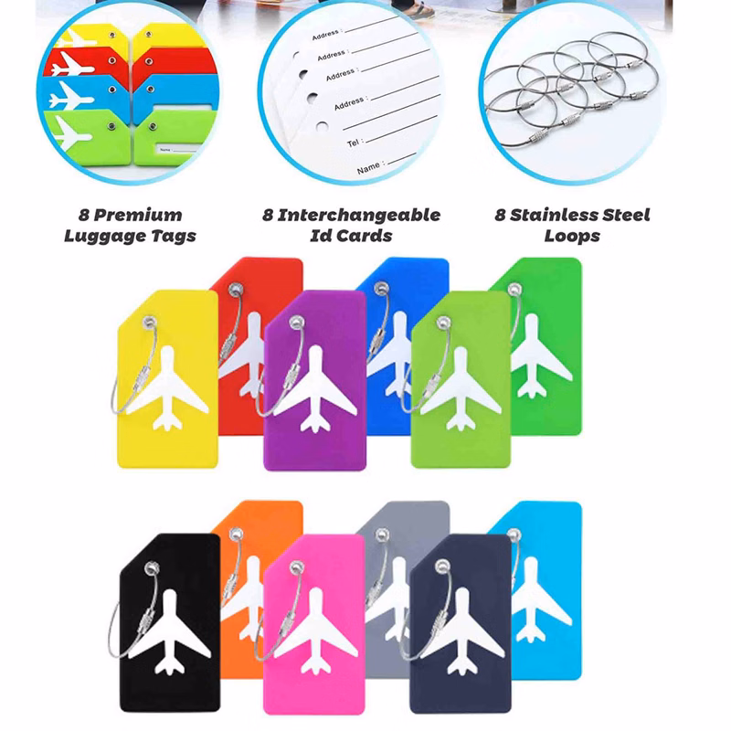 Silicone Luggage Tags for Travel with Stainless Steel Loops