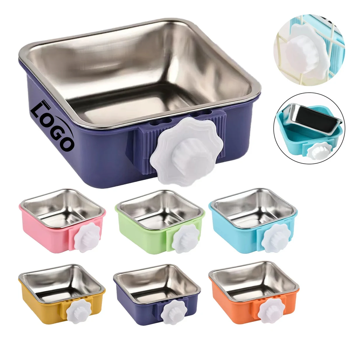 Stainless Steel Removable Hanging Pet Bowl 1