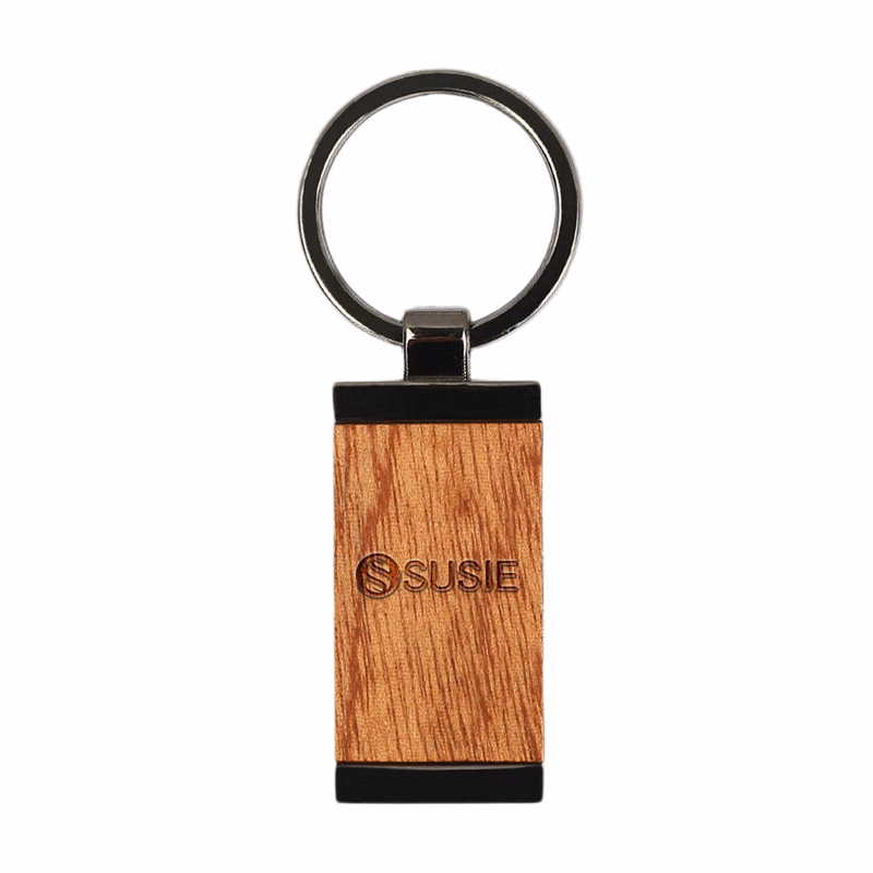 Portable Wooden Meatal Keychain