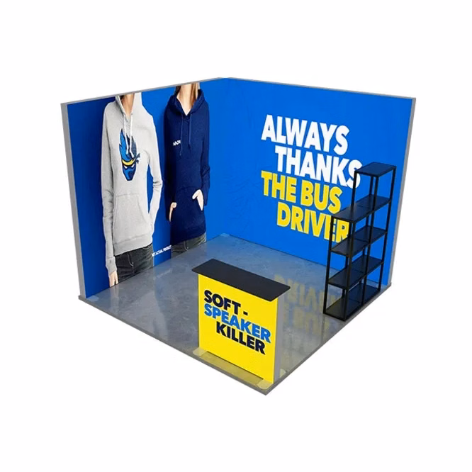 10ft Backlit Trade Show Display – LED Backwall Display with Counter & Side Panels