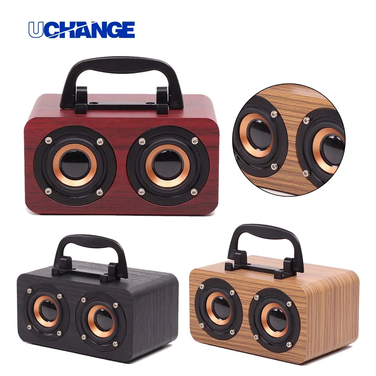 Wood Finish Bluetooth Speaker With Handle 1
