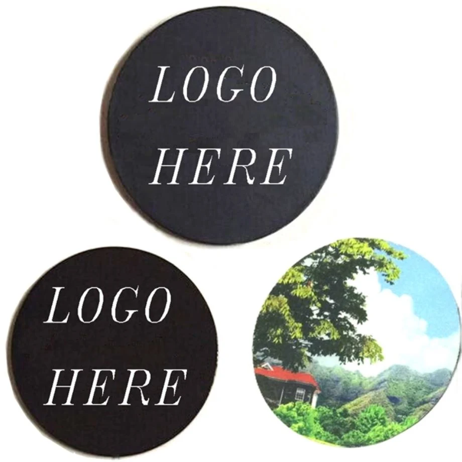 4" Round Rubber Bottom Polyester Fabric Surface Coasters 1