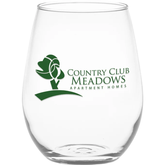 5 oz. Stemless White Wine, custom glassware with logo imprint 1