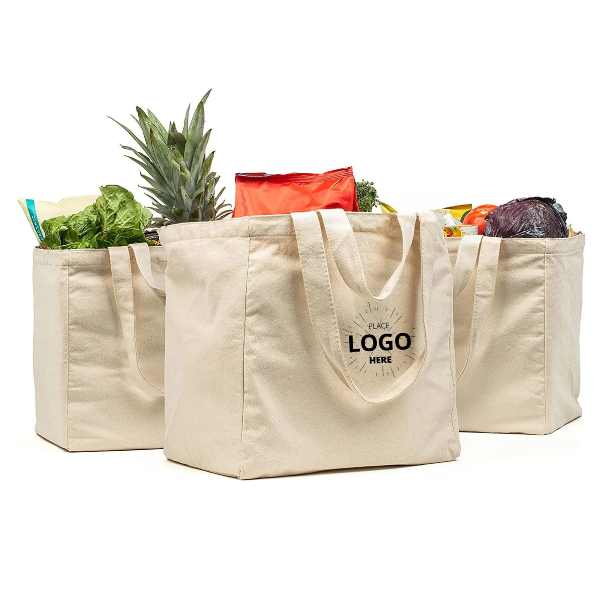 Reusable Canvas Grocery Bags, custom tote bag with logo imprint 1