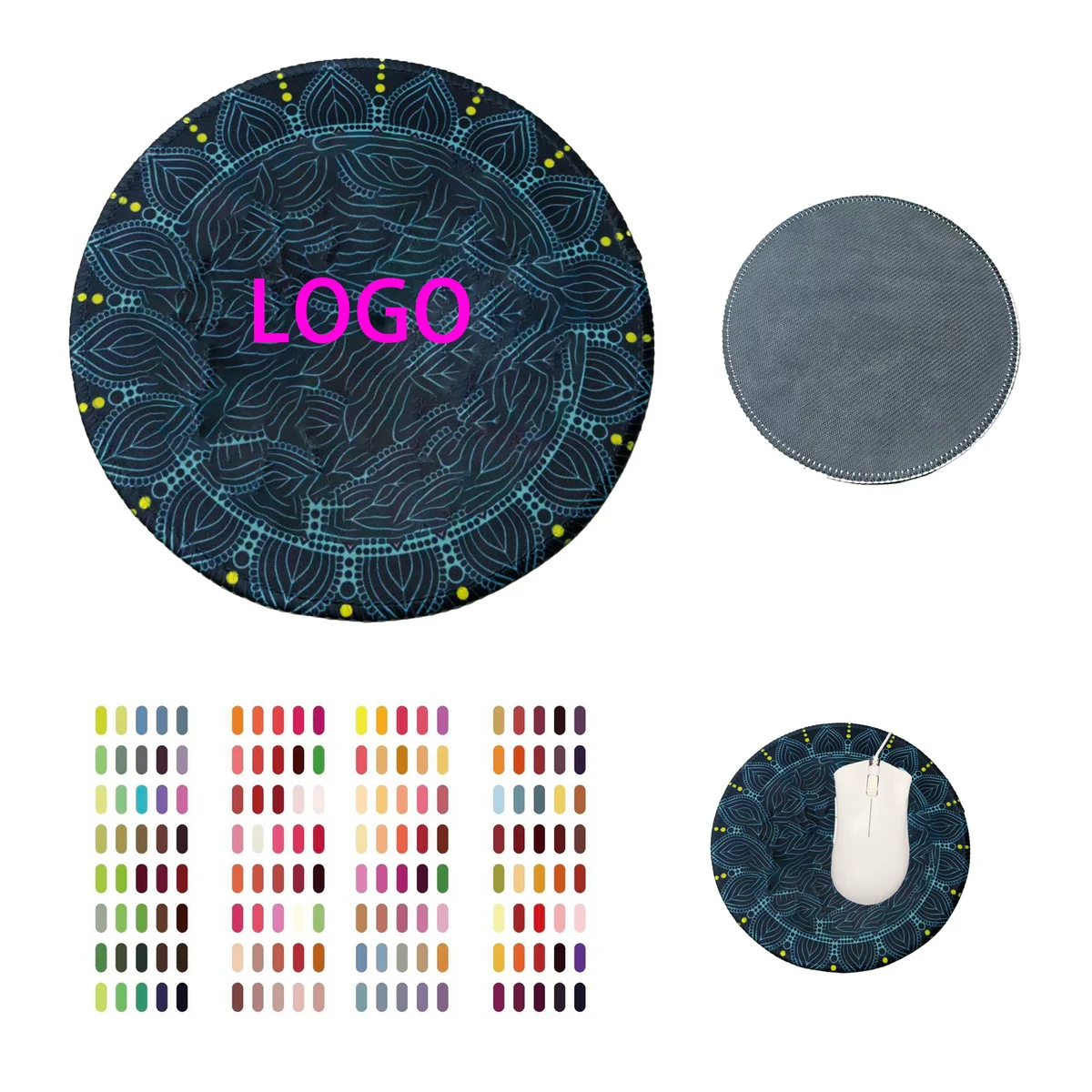 Round Mouse Pad Edge Premium-Textured Non-Slip Rubber Base Sublimation 1