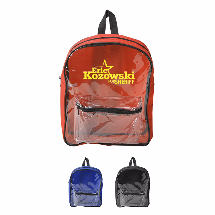 600D Poly W/Clear PVC Front Backpack (Bag, Backpack)