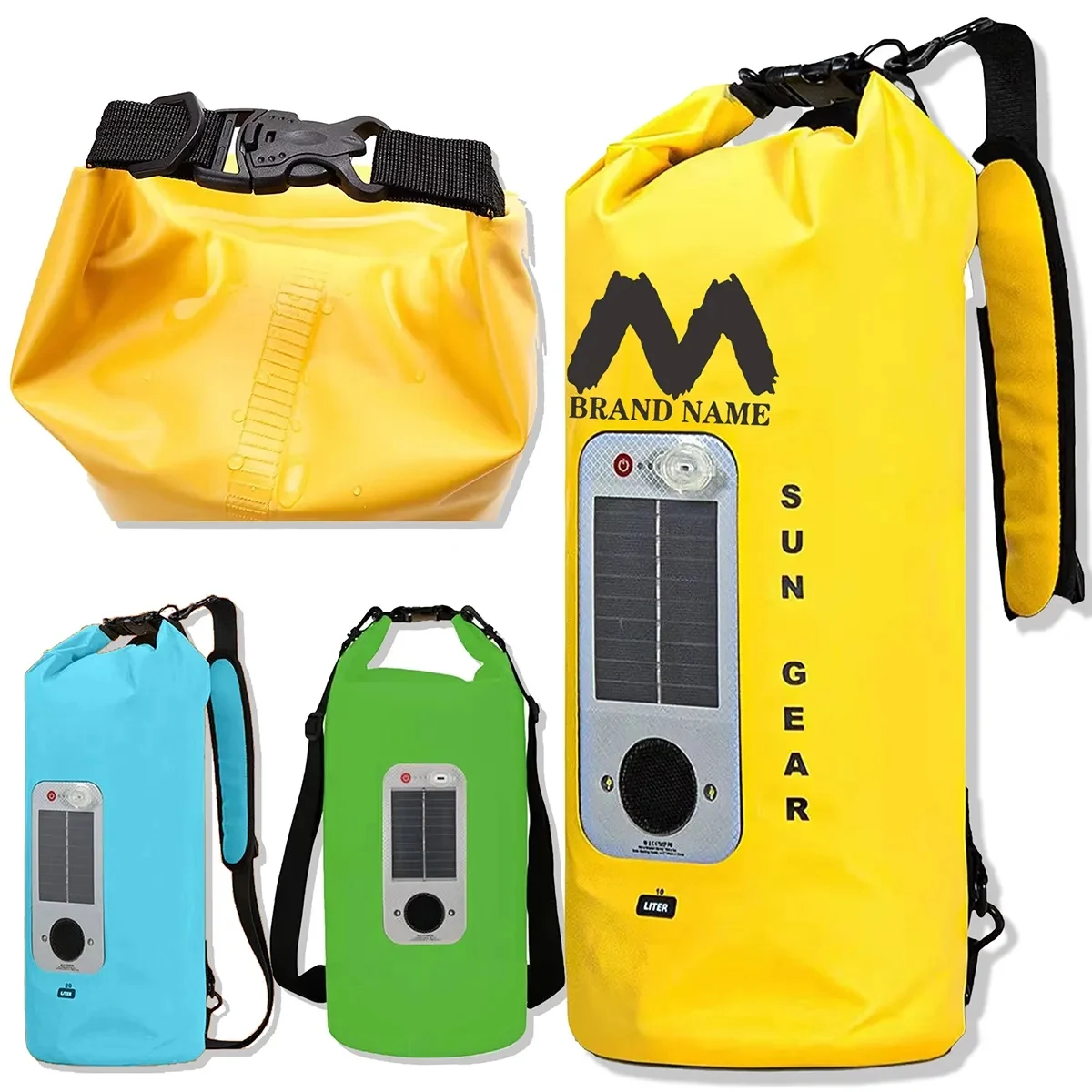 20 L Waterproof Roll Top Storage Dry Bag With Speaker LED 1