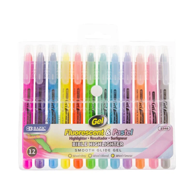 Gel Bible Highlighters - 12 Pastel Color Pack 1