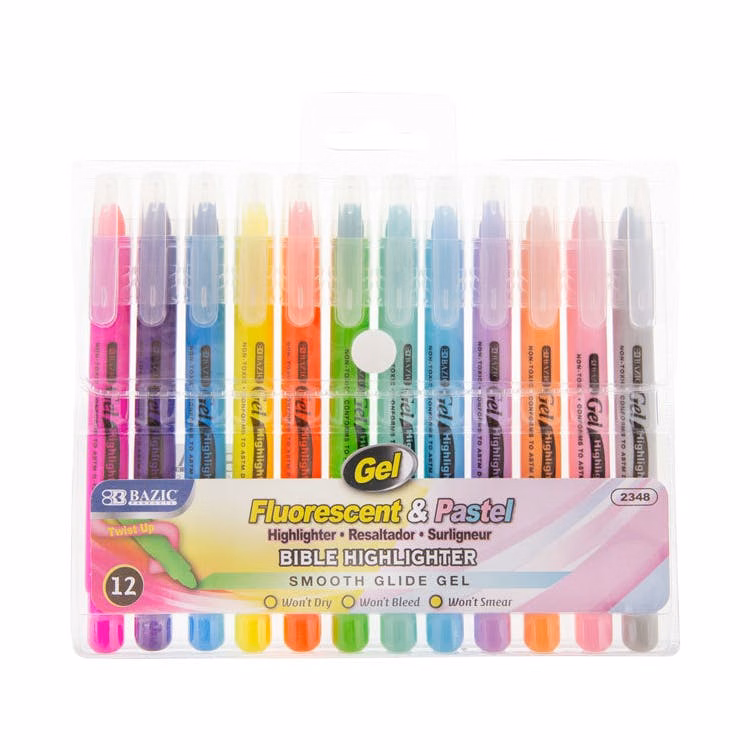 Gel Bible Highlighters - 12 Pastel Color Pack