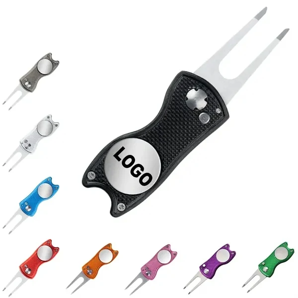Custom Stainless Steel Golf Divot Repair Tool with Magnetic Ball Marker — Club Gift 1