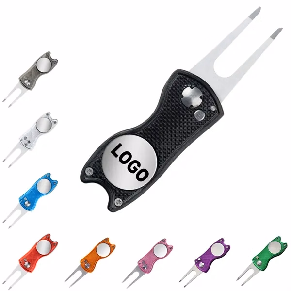 Custom Stainless Steel Golf Divot Repair Tool with Magnetic Ball Marker — Club Gift