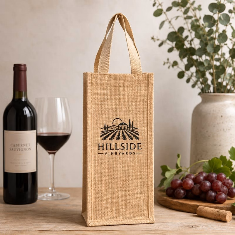 2 Wine Bottle Jute Bags