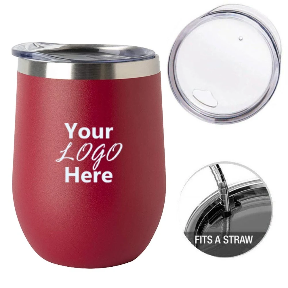 12 Oz. Wine Tumbler Double Insulated Stainless Steel with Open Sip Lid 1