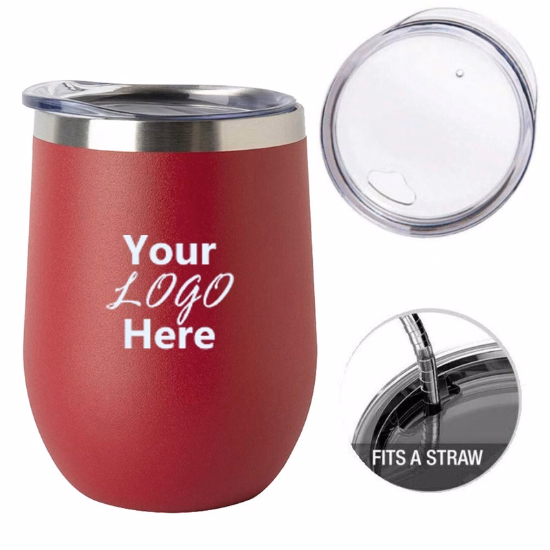12 Oz. Wine Tumbler Double Insulated Stainless Steel with Open Sip Lid