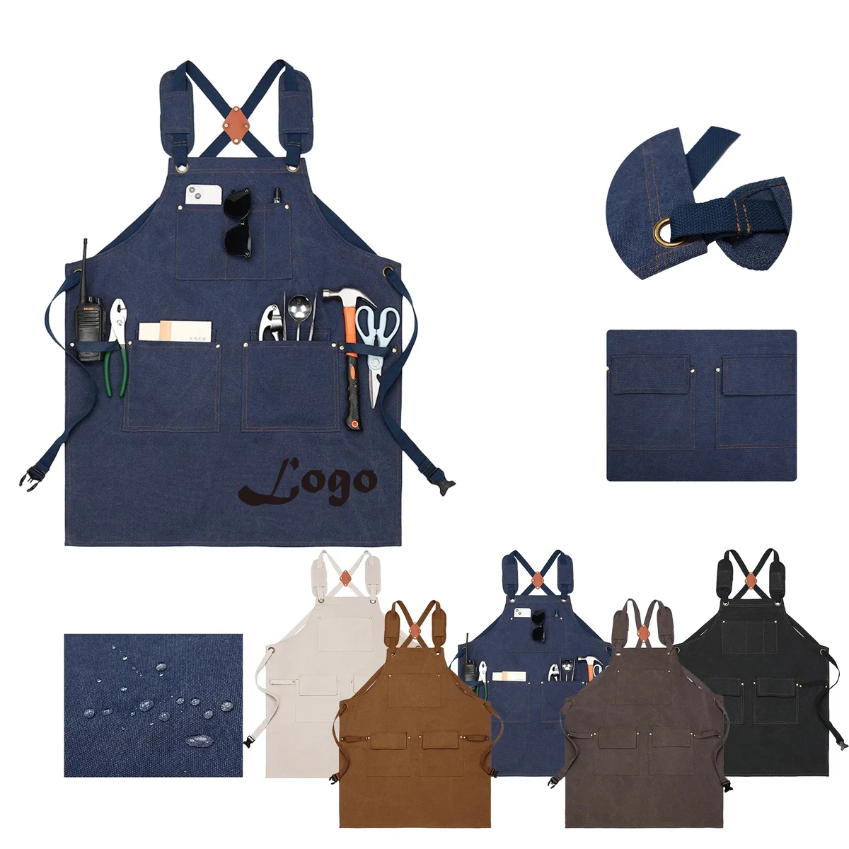 Cross-back Canvas Apron with Wide Straps 1