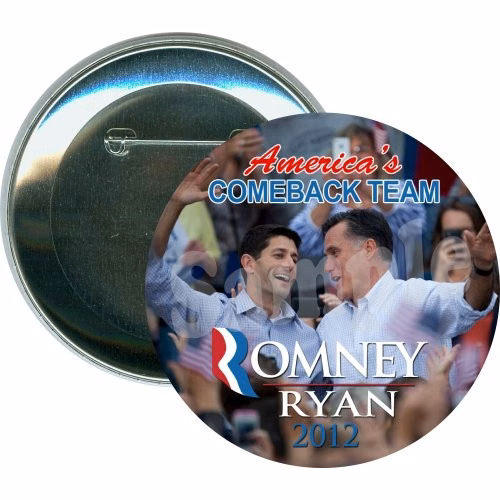 America's Comeback Team, Romney Ryan, 2012, Political Button