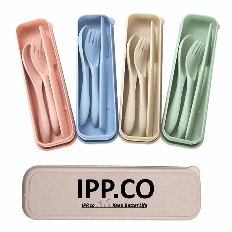 4 Sets Portable Wheat Cutlery