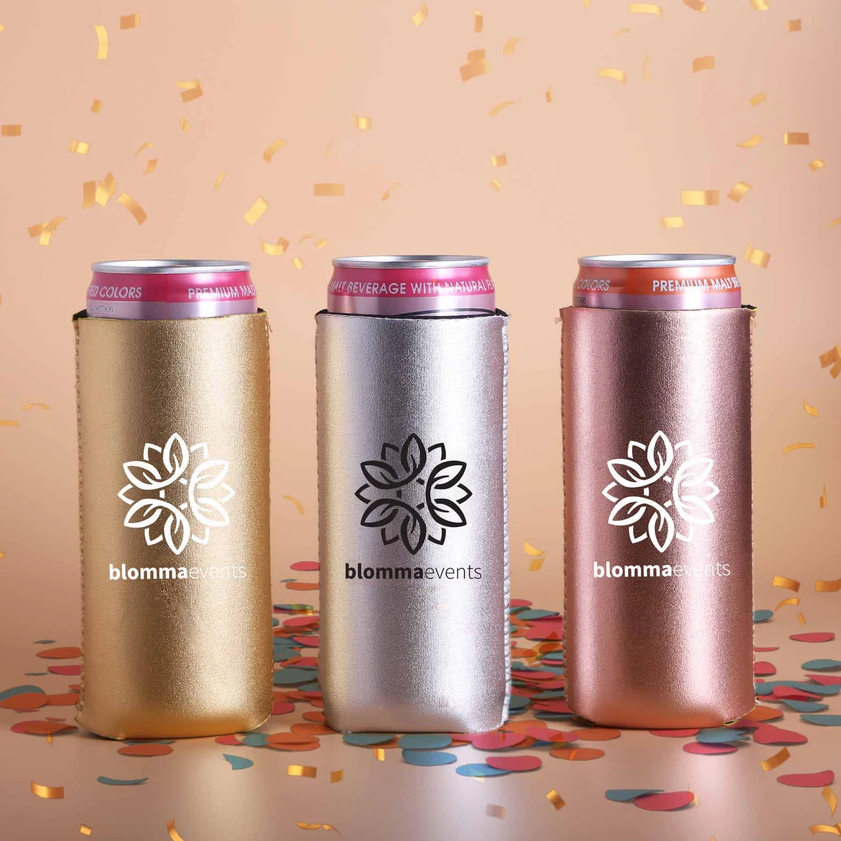 12oz. Slim Metallic Neoprene Collapsible can cooler 1