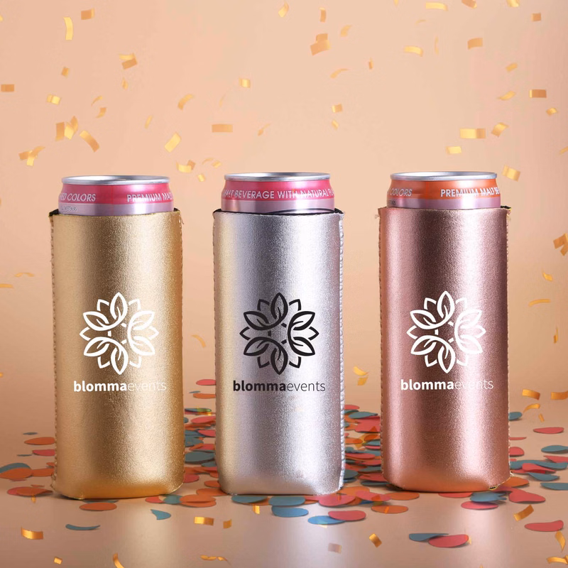 12oz. Slim Metallic Neoprene Collapsible can cooler