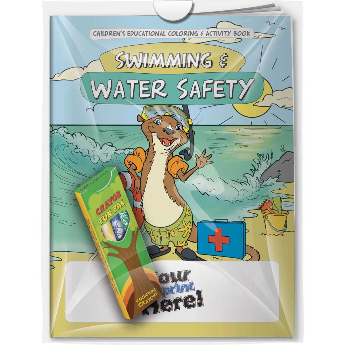 Combo Pack - CB1094 Coloring Book & 4-Pack of Crayons (Imprinted) in a Poly Bag 1