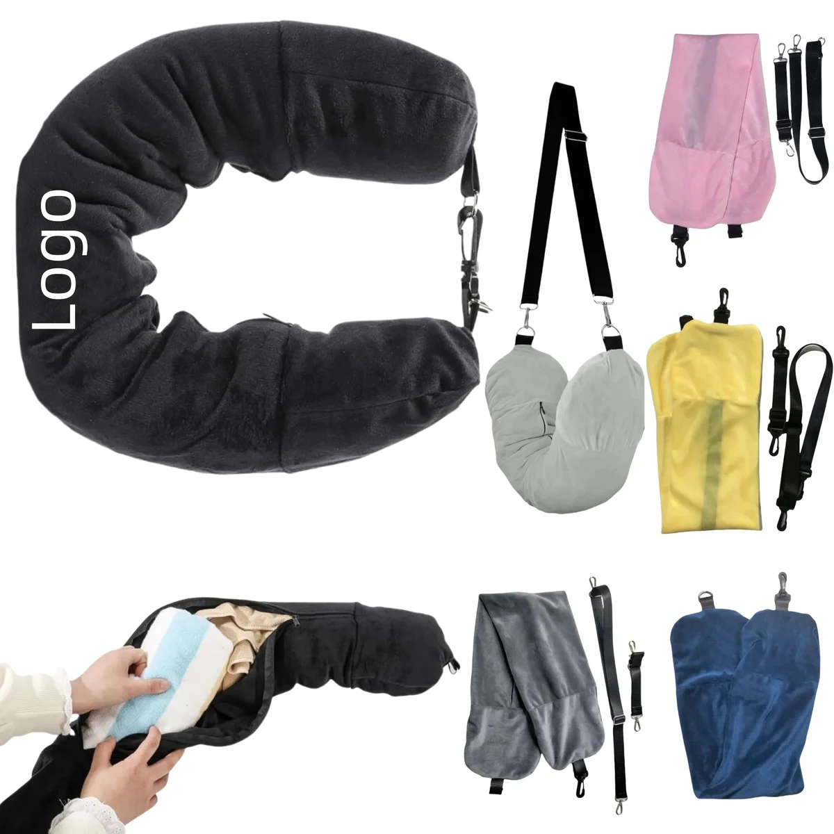 Fillable And Portable Travel Neck Pillow Storage Bag 1
