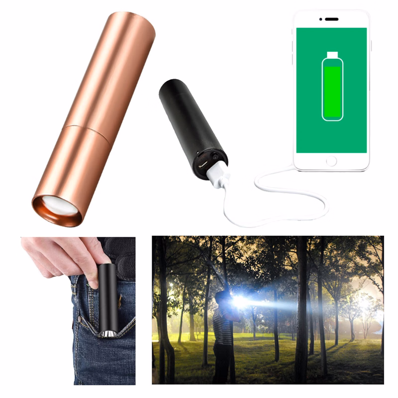 LED Mini Aluminum Alloy Strong Light Flashlight Mobile Power